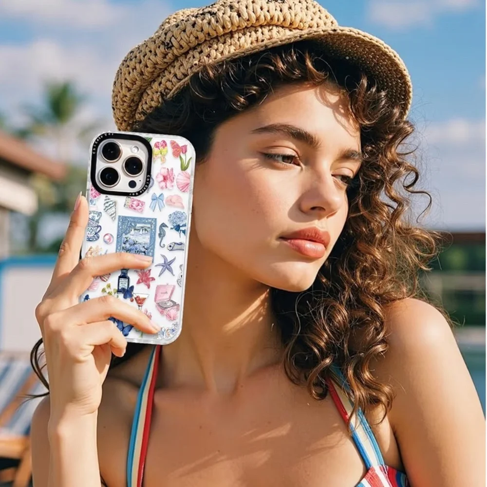 NEW $42 ChiCaseVer iPhone 15 Clear Case Coastal Cowgirl Vintage Collage Pattern